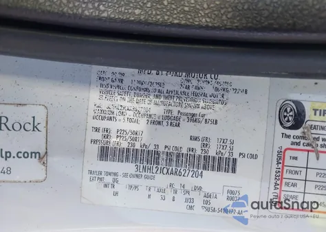 2010 Lincoln Mkz z USA, uszkodzony, nr VIN 3LNHL2JCXAR627204